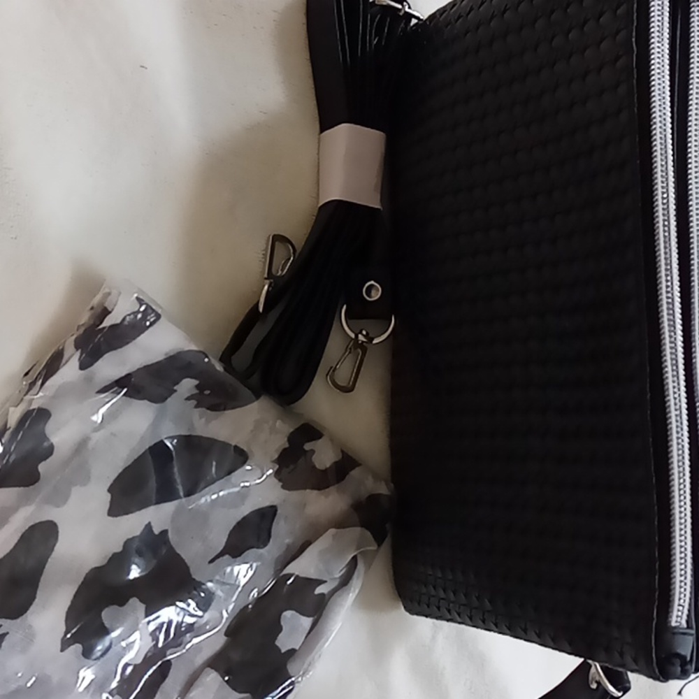 Clutch/Cross Body purse with Black & White Scarf